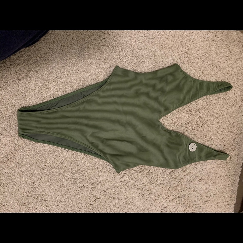 Forever 21: high waist-green one-piece swimsuit